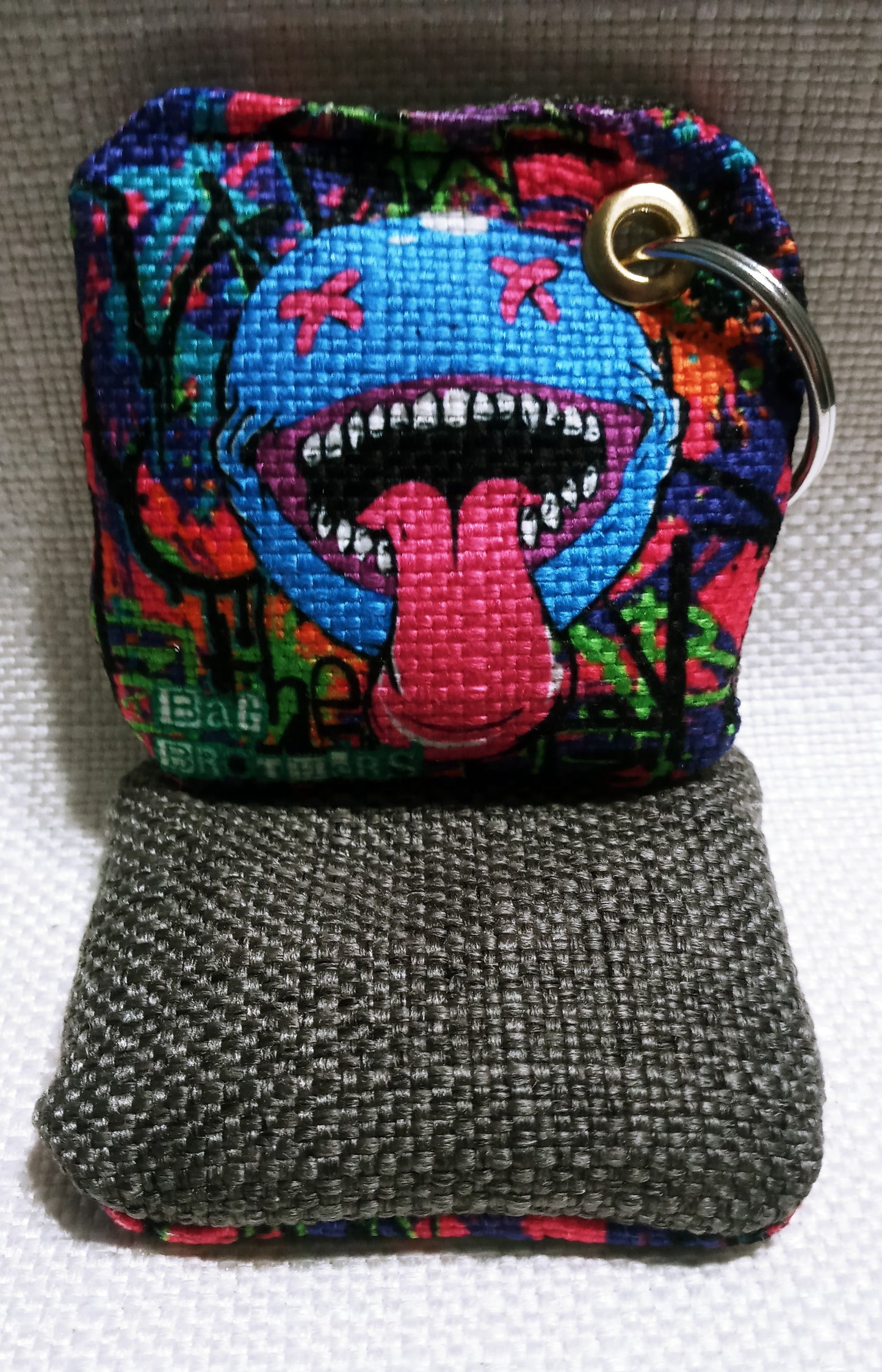 Smiley Cornhole Bag Keychain