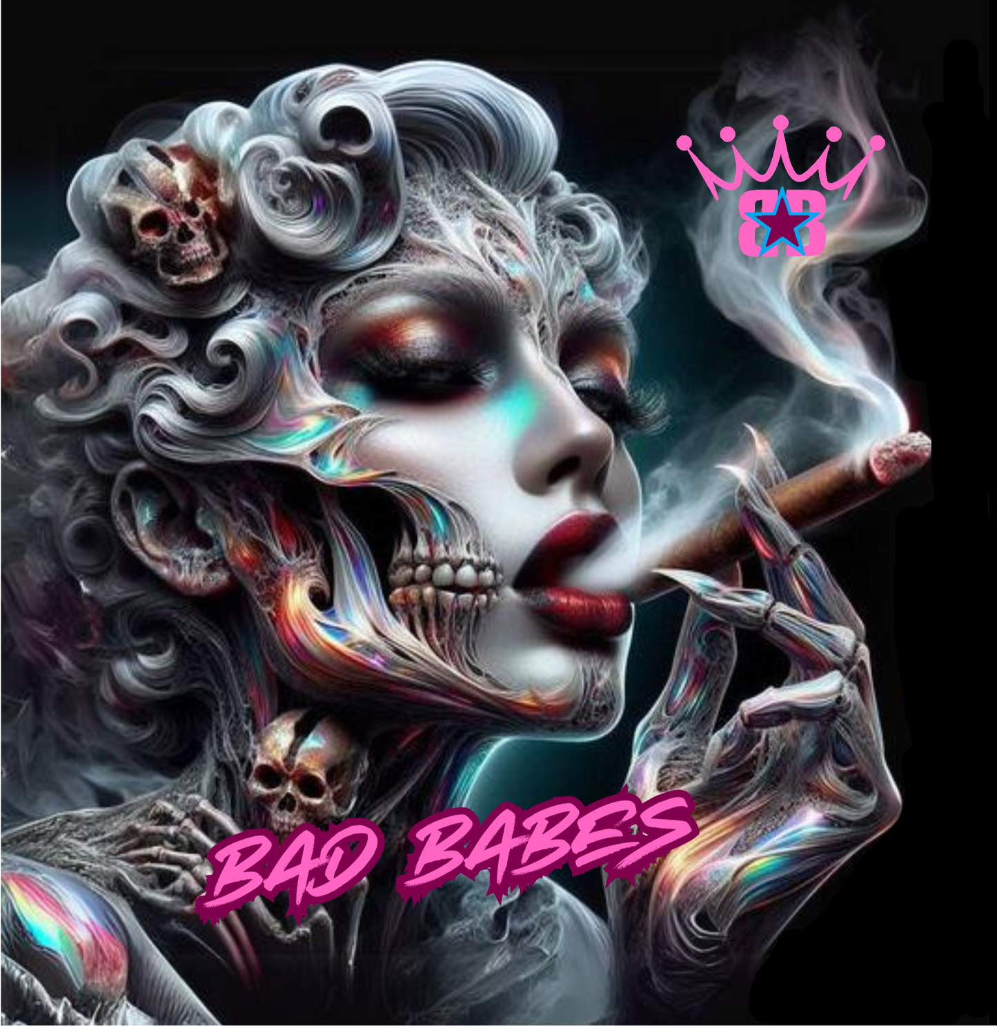 BAD BABES SKULL GIRL CORNHOLE BAGS FRONT