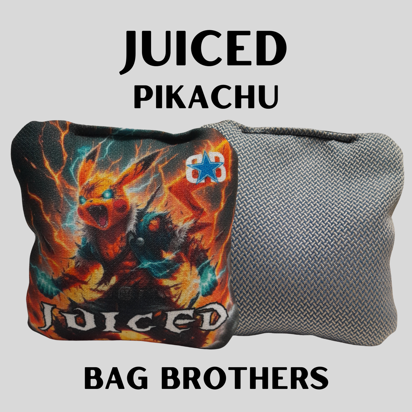 NON-STAMPED JUICED CORNHOLE BAGS "PIKACHU FIRE"