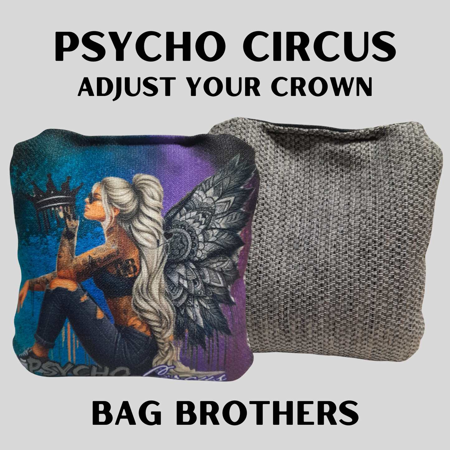 NON-STAMPED PSYCHO CIRCUS CORNHOLE BAGS "ADJUST YOUR CROWN"