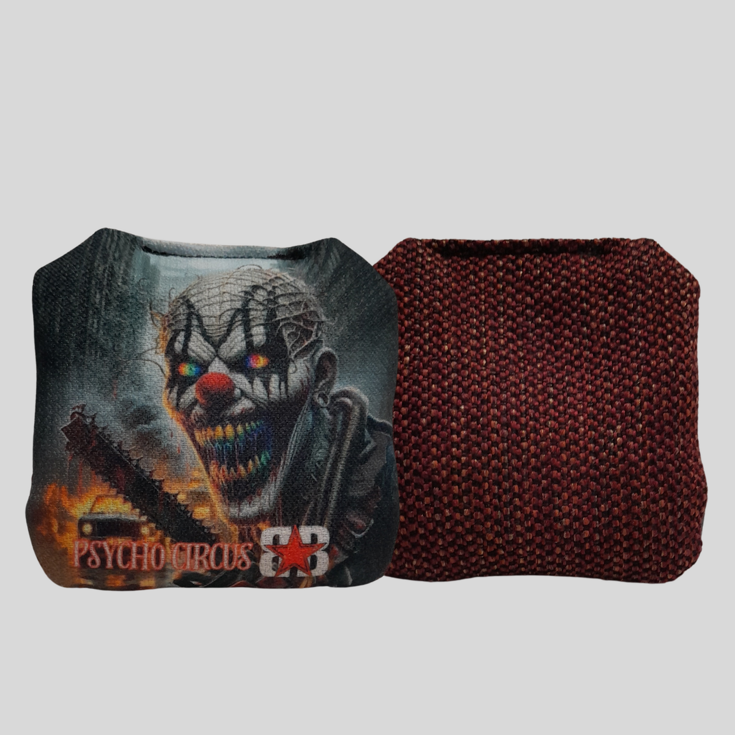 PSYCHO CIRCUS CHAINSAW MINI CORNHOLE BAGS FRONT