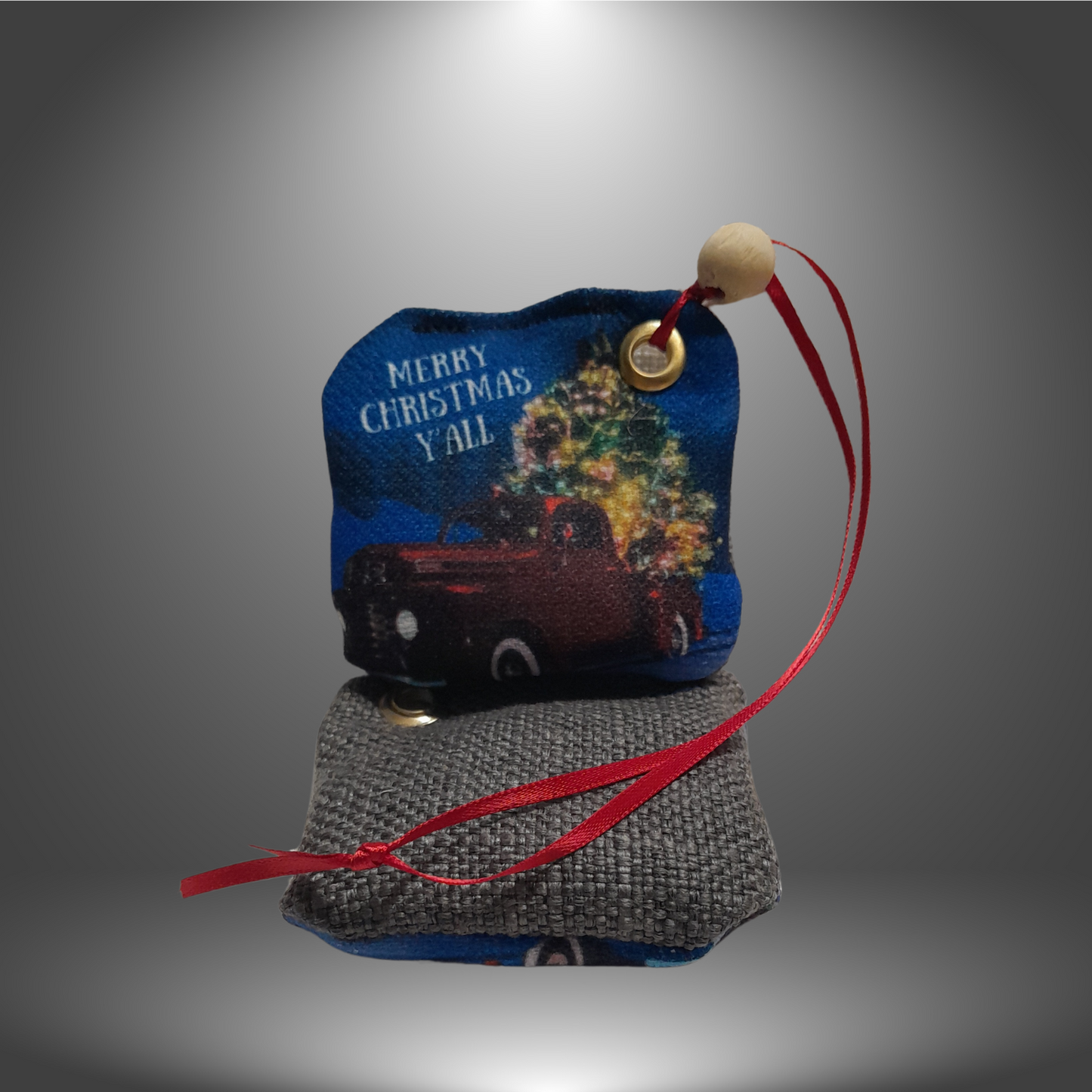 "Truck with Christmas tree" Cornhole Bag Tree Ornament