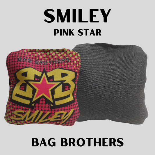NON-STAMPED SMILEY CORNHOLE BAGS "PINK STAR"